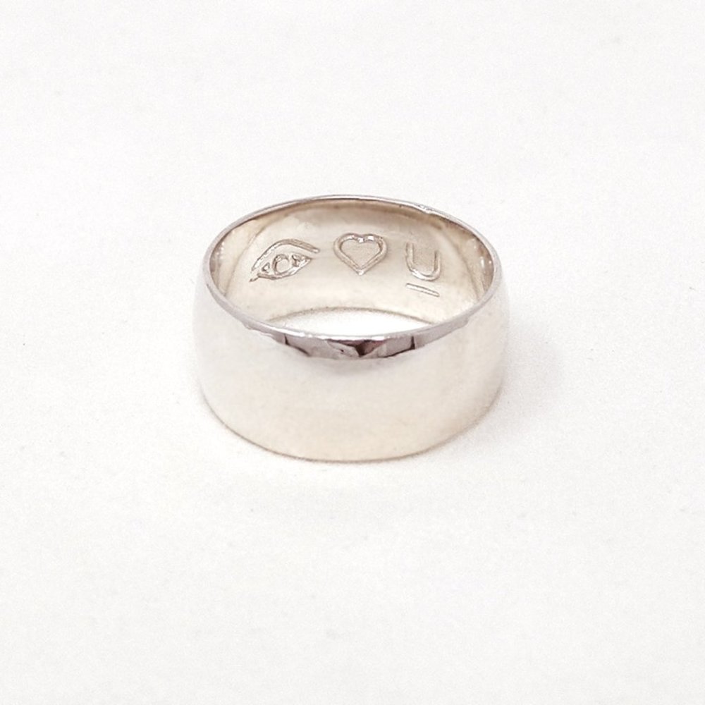 Sterling Silver 'I <3 U' Ring Band